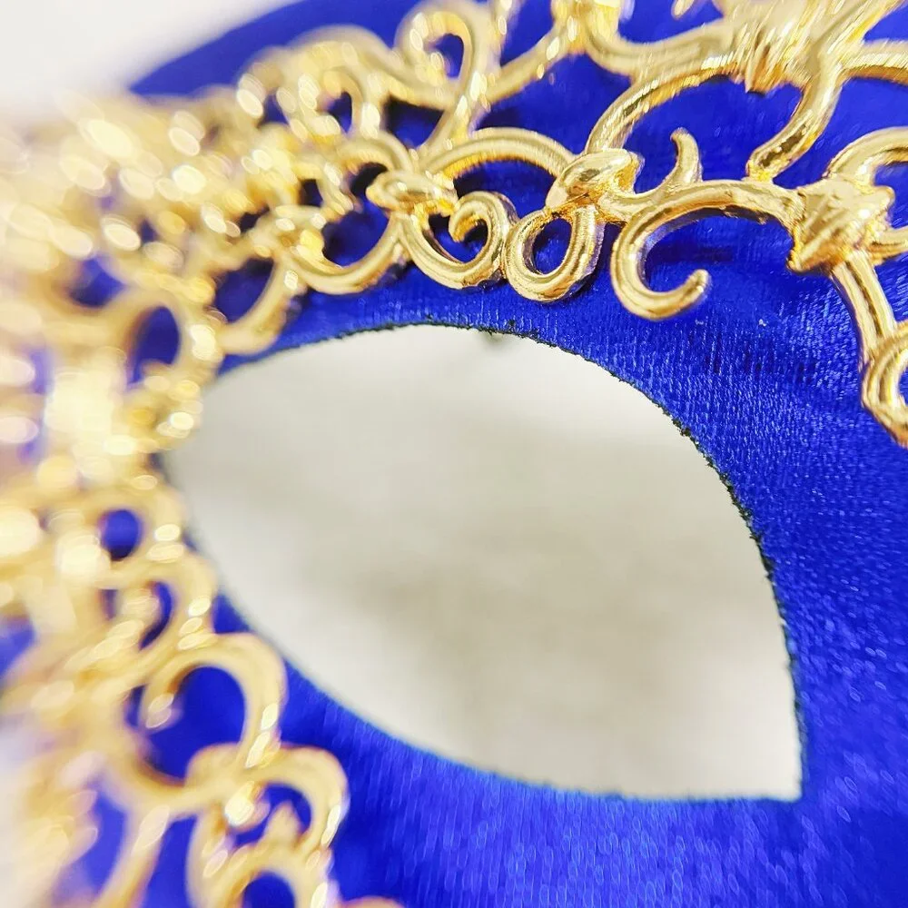 Men's masquerade mask, masquerade ball mask, Gold Blue masquerade Mask, 2 in 1